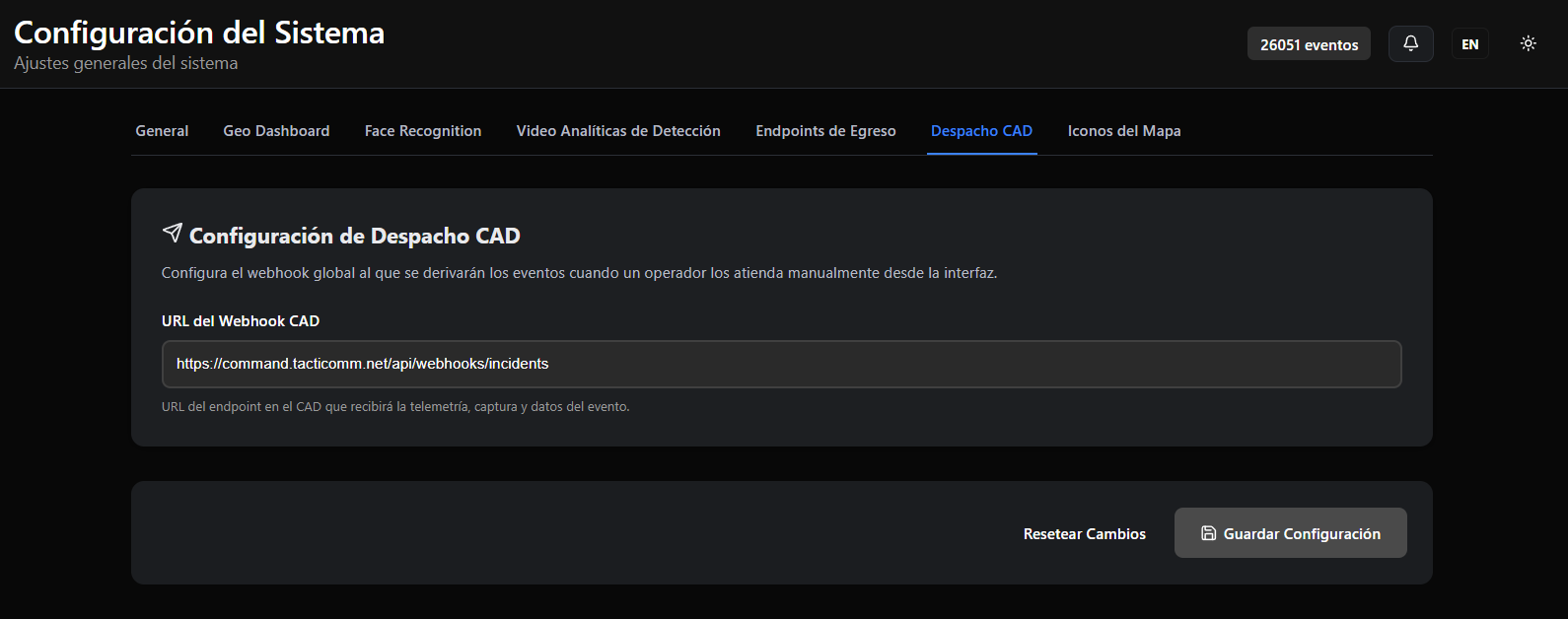 Configuración del webhook CAD