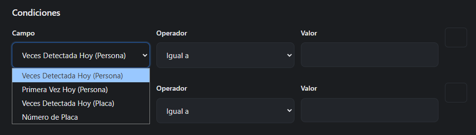 Configuración de condiciones